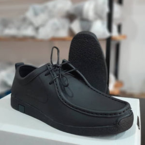 Sleek Black Leather Sneakers