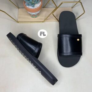 Handmade Black Leather Slide