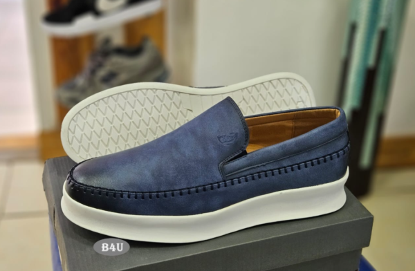 Leather Slip-On with White Sole