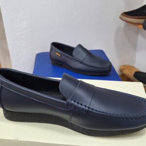 Navy-Blue Leather Loafers