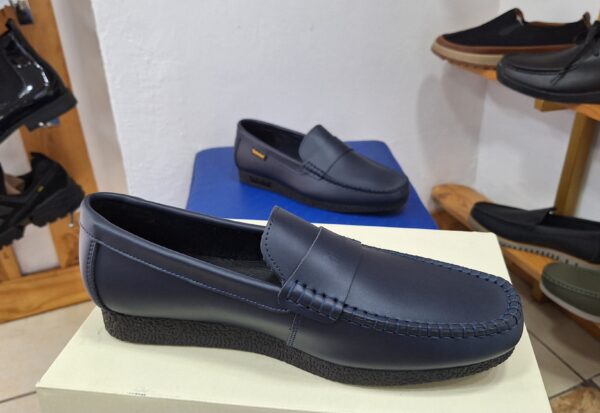 Navy-Blue Leather Loafers