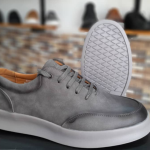 Ash-Toned Leather Comfort Sneaker