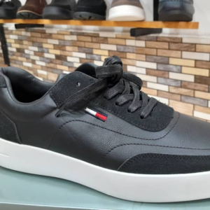 Black Leather Suede Fusion Sneaker